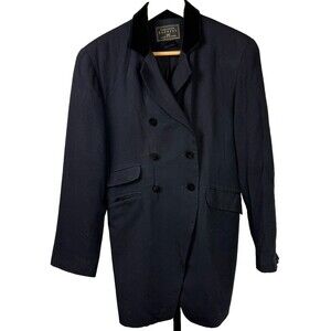 Express Tux Vintage 90s Black‎ Tuxedo Jacket Velvet Trim 10 Wool Blend USA Made